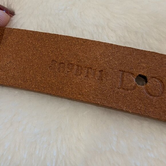 DONCASTER Leather & Antique Bronze Chain Belt L Orange Brown Made in Italy - Picture 8 of 10